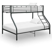 Tidyard Letto a Castello Nero in Metallo 140x200 cm/90x200 cm,Include Barre di Sicurezza e Scala Protetta
