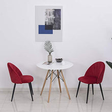 homcom Set 2 Sedie per Sala da Pranzo Imbottite, Poltroncine dal Design Nordico in Metallo e Velluto Rosso, 52x54x79cm