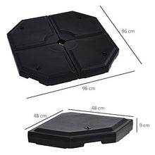 Outsunny Basamento per Ombrellone da Giardino con Base a Croce, Set 4 Mattonelle HDPE Impermeabile da Riempire 96x96x9cm