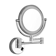 WM - Specchio da trucco a LED da 20,3 cm, ingrandimento 5x, in acciaio inox, specchio cosmetico, per bagno, specchio da trucco, 10,24