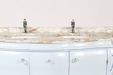 Legno&Design Mobile Bagno bombato Barocco Azzurro Piano in Marmo 2 Ante e 2 cassetti