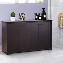 GOPLUS Armadietto da Cucina di Legno,Armadio con 2 Ante Scorrevoli, Marrone/Bianco 107x63x33 cm (Marrone)