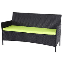 Mendler Serie Halden per l'esterno Divano Sofa 3 posti polyrattan Antracite con Cuscino Verde