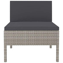 Festnight Sedie da Giardino 3 pz con Cuscini in Polyrattan, Set Divano Esterno, Set di mobili da Giardino in Rattan Grigio,Include:3 Divani centrali,3 Cuscini per la Seduta,3 Cuscini per Lo Schienale