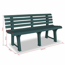 Tuduo - Panchina da giardino, 145,5 x 49 x 74 cm, in plastica, colore: Verde