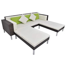 FAMIROSA Set Divani da Giardino 4 pz con Cuscini in Polyrattan Marrone-2943