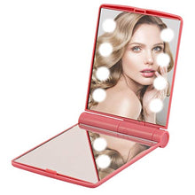 Edrus - Specchio portatile con ingrandimento touch screen 8 dimmerabile illuminato, specchio cosmetico da borsa, pieghevole, doubleface, specchio compatto