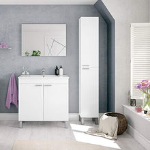 13Casa KONCEPT, Mobile da Bagno a due ante, Melamina, Bianco lucido, 30x25x182 cm