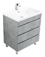 Mobile bagno a terra Via 70 grigio cemento, 3 cassetti senza maniglie