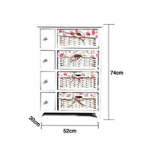 Lw Shelf Mobili Paulownia Bianco a 4 Strati del cassetto del Governo sul Petto con Cestini di vimini-52 × 30 × 74 Centimetri