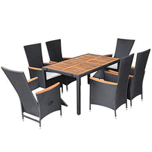 SKM Set da Pranzo da Giardino 7 pz in Polyrattan e Acacia Nero (70.5kg)