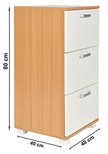 ts-ideen Comodino Cassettiera 80x40 cm Stile Moderno con 3 cassetti. Color Rovere e Bianco