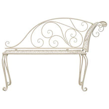 mewmewcat Sdraio da Giardino in Metallo Anticato Bianco 128 x 46 x 88 cm