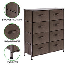 mDesign Cassettiera moderna per camera da letto, corridoio, bagno, ingresso ecc. – Canterano in fibra sintetica, struttura in metallo e ripiano in legno MDF– Comò con 8 cassetti – marrone scuro