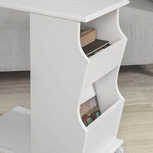 SoBuy Tavolino da Divano Moderno,con Ruote e Porta Libri,riviste,Cellulare e iPad, Bianco,FBT67-W - Arredi Casa