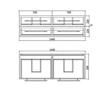 Set di mobili da bagno Persepolis XL grigio cemento con 2 colonne e specchio LED