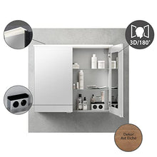 Fackelmann - Set di mobili da Bagno in Rovere Chiaro e Specchio a LED, 100 cm, 2 Pezzi, Colore: Marrone