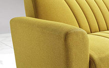 Divano 3 posti in tessuto lavabile giallo senape - 220 x 88 x 83h cm, vano contenitore, trasformabile in letto una piazza e mezza