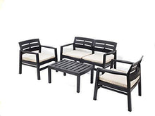 Dmora Salottino da Esterno con 2 poltrone 1 Divano 1 tavolino con Cuscini, Made in Italy, Color Antracite - Arredi Casa