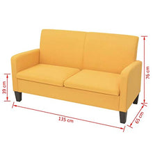SKM Divano a 2 Posti 135x65x76 cm Giallo