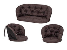 Set di 2 cuscini per panca in rattan, cuscini per panca e panca, colore marrone