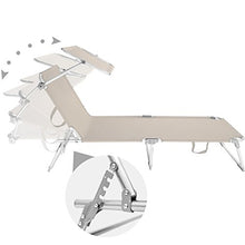 TecTake Set di 2 sedia sdraio da esterno con tetto pieghevole in alluminio - disponibile in diversi colori - (2x Beige | No. 401551)