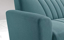 Divano 3 posti in tessuto lavabile turchese - 220 x 88 x 83h cm, vano contenitore, trasformabile in letto una piazza e mezza