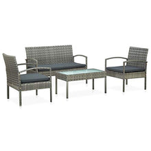 FAMIROSA Set Divani da Giardino 4 pz con Cuscini in Polyrattan Grigio-5787