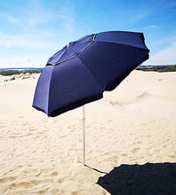 Ombrellone Alluminio 220 Camino Antivento Stecche FIberglass Spiaggia Mare Lido Blu