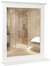HCMNME Specchio da Bagno 50 × 60 cm con ripiano a Parete ripiano rettangolo Bianco