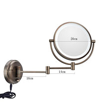 Dongyd Specchio d'ingrandimento di vanità del bagno 3X, specchio a due lati specchio a parete rotondo di trucco a due lati Specchio cosmetico a due lati, girevole 360 °, braccio estensibile per la c