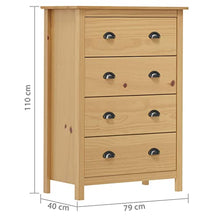 vidaXL Credenza Hill 4 Cassetti 79x40x110 cm in Massello di Pino
