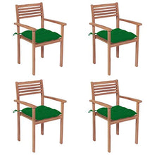vidaXL Sedie Giardino 4 pz con Cuscini Verdi in Massello di Teak
