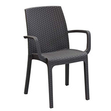 Milani Home s.r.l.s. Poltrona da Giardino Impilabile in Wicker Stampato Taupe da Esterno Giardino Terrazzo Portico Locale Bar