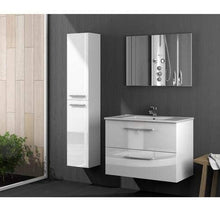 Bagno Italia Mobile arredo bagno sospeso moderno cm 80 con 2 cassettoni lavandino e specchio inclusi bianco o cemento