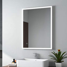 Emke, specchio da bagno a LED, con illuminazione, luce bianca calda