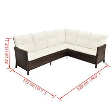 Tidyard Set Divani da Giardino 4 pz con Cuscini in Polyrattan Marrone, Set Divani da Giardino, Set Divani da Giardino da Esterno 220 x 172 x 82 cm