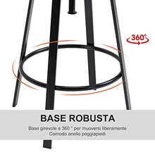 homcom Set 2 Sgabelli da Bar Rotondi Altezza Regolabile con Poggiapiedi, Senza Schienale, Stile Industriale, Nero, 40x40x 68-83cm