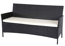 Mendler Serie Halden per l'esterno Divano Sofa 3 posti polyrattan Antracite con Cuscino Avorio