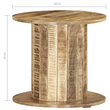 vidaXL Tavolino Rotondo 50x50x46 cm in Legno Massello di Mango Grezzo