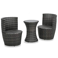 SKM Set da Bistrot 3 pz con Cuscini in Polyrattan Grigio (15.32kg)
