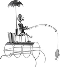 BRUBAKER Portabottiglie dal design"Angler con ombrello"- Con biglietto di auguri