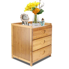 Comodino Bamboo, Comodino Comodino con 3 Cassetti per Soggiorno Cameretta 36 X 31 X 40 Cm