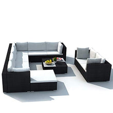 vidaXL Divano da Esterno Set 32 pz in Polirattan Nero Sofa Giardino Patio
