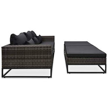Tidyard 5 pz Set Divano da Giardino, Divano da Soggiorno, 5 Divani con Cuscini, Set Divani da Giardino con Tavolo, Set Divani Modulari da Giardino, in Polyrattan Grigio