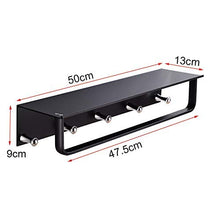 AGGF Mensole per Doccia da Bagno Mensola per Bagno Doccia Oragnizer Mensole per Bagno in Alluminio Decorativo con 5 Ganci Supporto per portasciugamani Singolo a Parete Nero