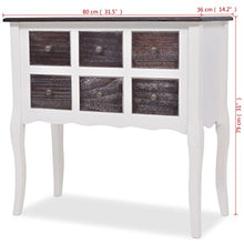 fzyhfa armadio di console 6 cassetti in legno 80 x 36 x 79 cm (L x L x H) Grigio e Bianco