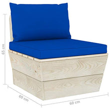 SKM Set Divani da Giardino su Pallet 3 pz con Cuscini Legno Abete (52.3kg) Blu-3418
