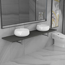 Set Mobili da Bagno 3 pz in Ceramica Grigia