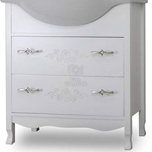 Mobile bagno 65 cm base con lavabo shabby chic in legno bianco intagliato